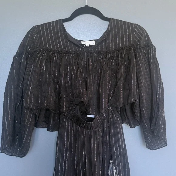 NWT NSR 2 Piece Black Maxi Dress with Silver Pin Stripes -Small - Picture 3 of 15